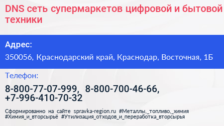 DNS сеть супермаркетов цифровой и бытовой техники - визитка