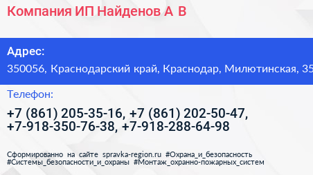 Компания ИП Найденов А В  - визитка