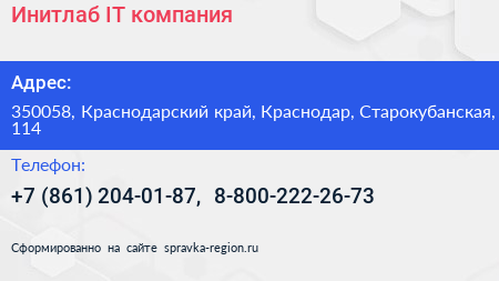 Инитлаб IT компания - визитка