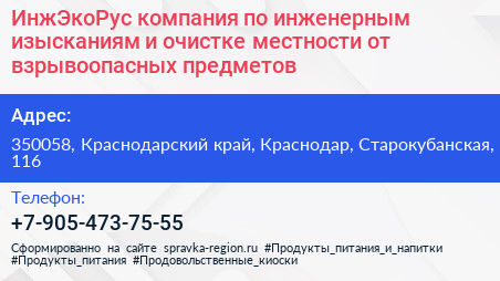 ИнжЭкоРус компания по инженерным изысканиям и очистке местности от взрывоопасных предметов - визитка