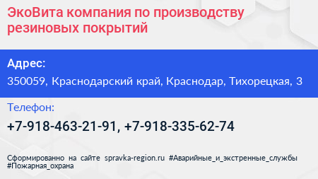 ЭкоВита компания по производству резиновых покрытий - визитка