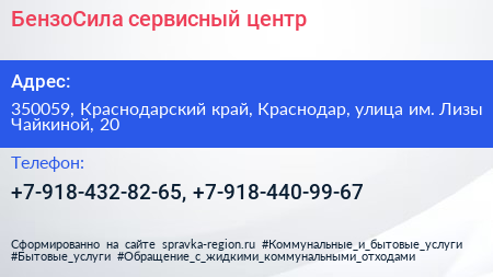 БензоСила сервисный центр - визитка