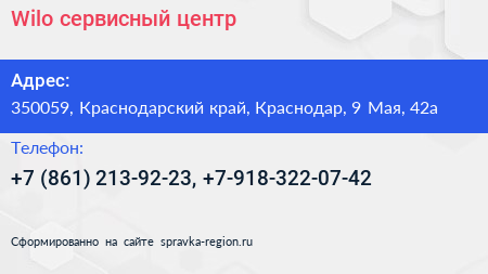 Wilo сервисный центр - визитка
