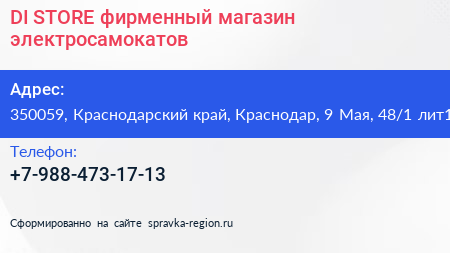 DI STORE фирменный магазин электросамокатов - визитка