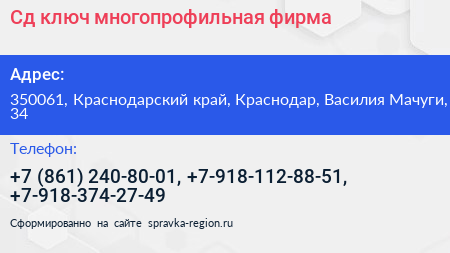 Сд ключ многопрофильная фирма - визитка