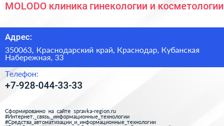 MOLODO клиника гинекологии и косметологии - визитка