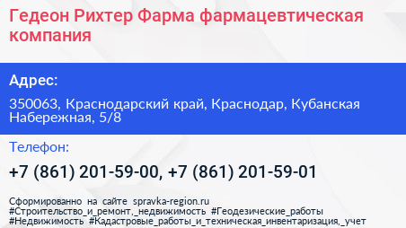 Гедеон Рихтер Фарма фармацевтическая компания - визитка