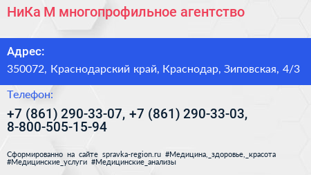 НиКа М многопрофильное агентство - визитка