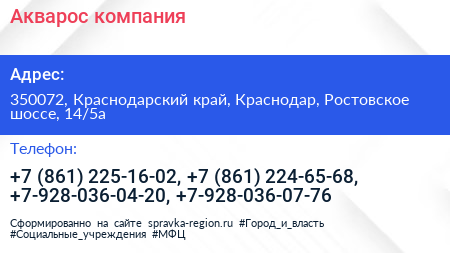 Акварос компания - визитка