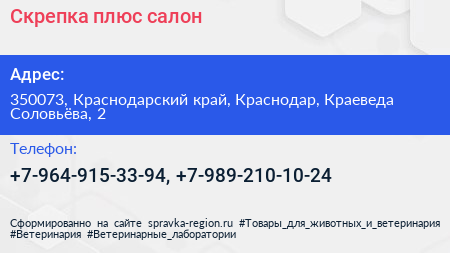 Нажмите, чтобы скачать визитку Скрепка плюс салон - визитка