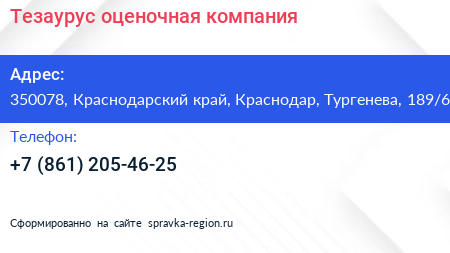 Тезаурус оценочная компания - визитка