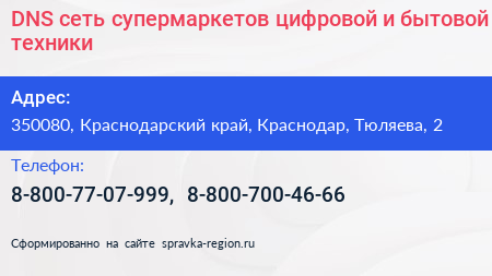 DNS сеть супермаркетов цифровой и бытовой техники - визитка