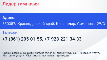 Лидер гимназия - визитка
