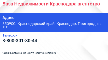 Нажмите, чтобы скачать визитку База Недвижимости Краснодара агентство - визитка