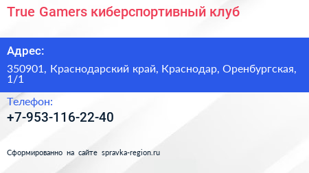 Нажмите, чтобы скачать визитку True Gamers киберспортивный клуб - визитка