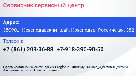 Сервисник сервисный центр - визитка