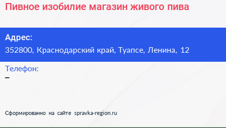 Пивное изобилие магазин живого пива - визитка
