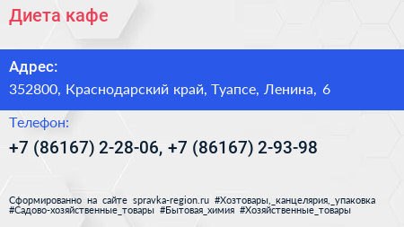 Диета кафе - визитка