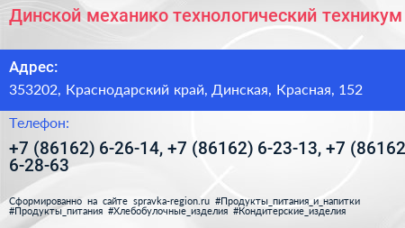 Динской механико технологический техникум - визитка