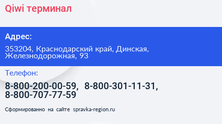 Qiwi терминал - визитка