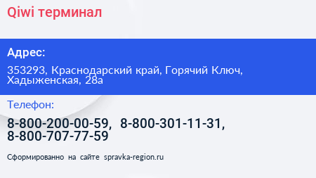 Qiwi терминал - визитка