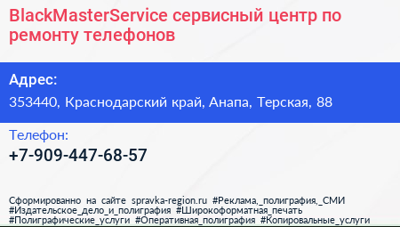 BlackMasterService сервисный центр по ремонту телефонов - визитка
