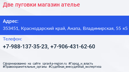 Две пуговки магазин ателье - визитка