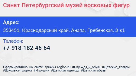 Санкт Петербургский музей восковых фигур - визитка