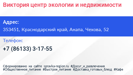 Виктория центр экологии и недвижимости - визитка