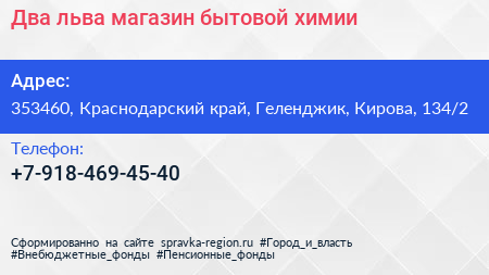 Два льва магазин бытовой химии - визитка