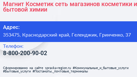 Магнит Косметик сеть магазинов косметики и бытовой химии - визитка