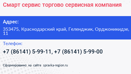 Смарт сервис торгово сервисная компания - визитка