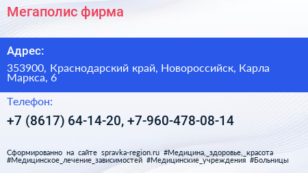 Мегаполис фирма - визитка