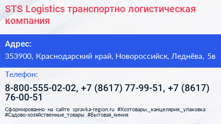 STS Logistics транспортно логистическая компания - визитка