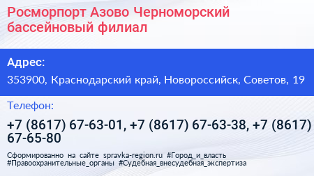Росморпорт Азово Черноморский бассейновый филиал - визитка