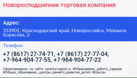 Новоросподшипник торговая компания - визитка