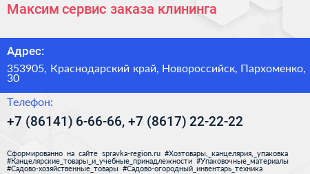 Максим сервис заказа клининга - визитка