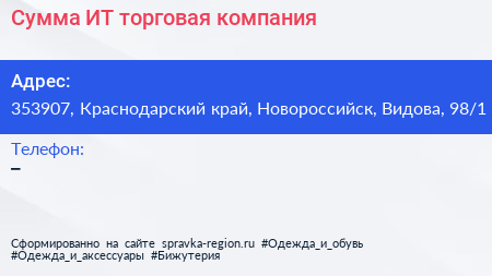Сумма ИТ торговая компания - визитка