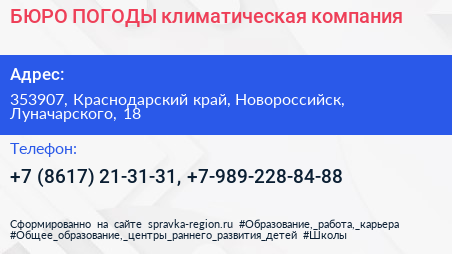 БЮРО ПОГОДЫ климатическая компания - визитка