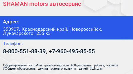SHAMAN motors автосервис - визитка