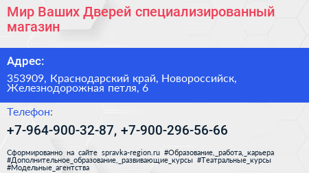 Мир Ваших Дверей специализированный магазин - визитка