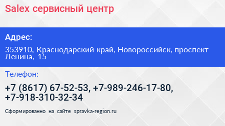 Salex сервисный центр - визитка
