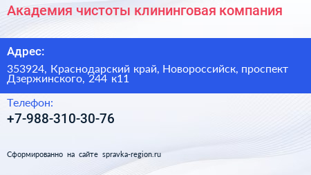 Академия чистоты клининговая компания - визитка