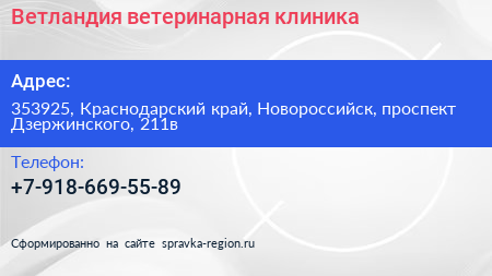 Нажмите, чтобы скачать визитку Ветландия ветеринарная клиника - визитка