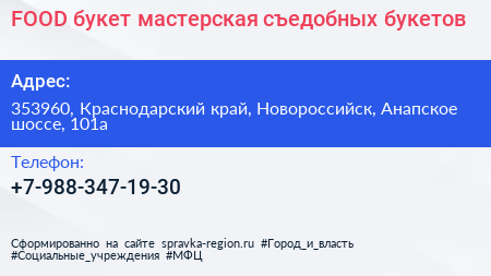 FOOD букет мастерская съедобных букетов - визитка