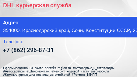 DHL курьерская служба - визитка