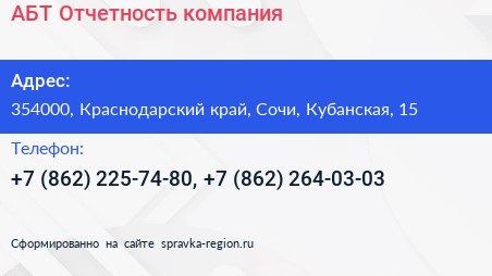 АБТ Отчетность компания - визитка