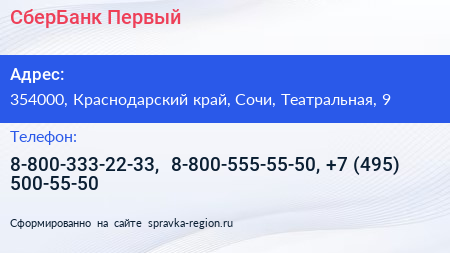 СберБанк Первый - визитка