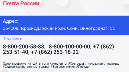 Почта России - визитка