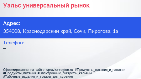Нажмите, чтобы скачать визитку Уэльс универсальный рынок - визитка